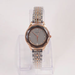 Two Tone Woman Silver Chain Watch Rosegold Grey