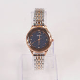 Two Tone Woman Silver Chain Watch Rosegold Blue