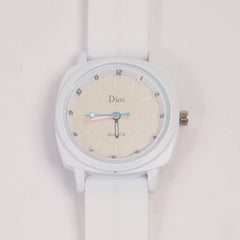 Woman Watch White Dial With Rubber Straps