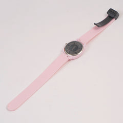 Woman Watch Pink Dial With Rubber Straps