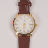 Woman Golden Dial Watch with Brown Straps RLX