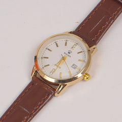 Woman Golden Dial Watch with Brown Straps RLX