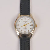 Woman Golden Dial Watch with Black Straps LNG