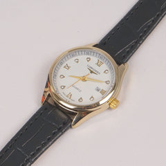 Woman Golden Dial Watch with Black Straps LNG