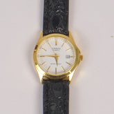Woman Golden White Dial Watch with Black Straps CSO