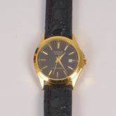 Woman Golden BLK Dial Watch with Black Straps CSO