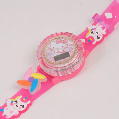 Kids Spinner Character digital watch cat pink