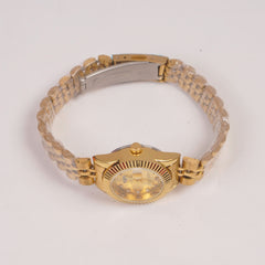 Woman Golden Chain Watch Golden Dial