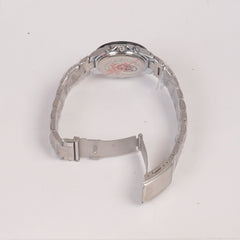 Two Tone Woman Silver Chain Watch Black Dial