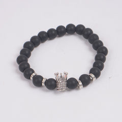 Beads Bracelets for Men & Women Silver Crown