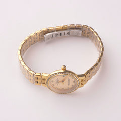 Women's Golden Chain Wrist Watch With Golden Dial