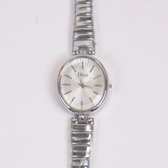 Woman Silver Chain Watch White Dial