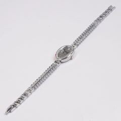 Woman Silver Chain Watch Black Dial