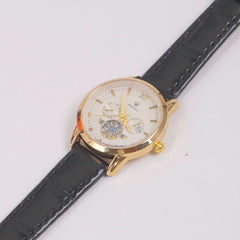 Man's Wrist Watch Golden with Black Straps