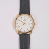 Man's Wrist Watch Golden with Black Straps White