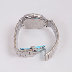 Mans Silver Chain Wrist Watch Black Dial