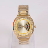 Mans Golden Chain Wrist Watch Golden Dial
