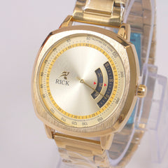 Mans Golden Chain Wrist Watch Golden Dial