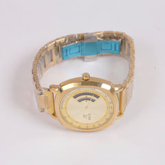 Mans Golden Chain Wrist Watch Golden Dial