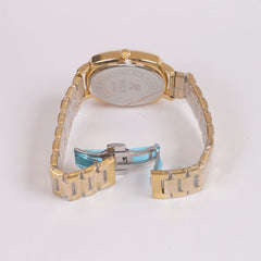 Mans Golden Chain Wrist Watch Golden Dial