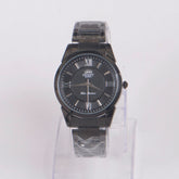 Mans Black Chain Wrist Watch Black Dial