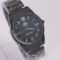 Mans Black Chain Wrist Watch Black Dial