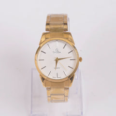 Mans Golden Chain Wrist Watch White Dial