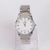 Mans Silver Chain Wrist Watch White Dial