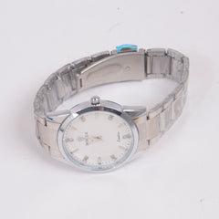 Mans Silver Chain Wrist Watch White Dial