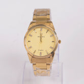 Mans Golden Chain Wrist Watch Gold Dial