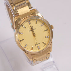 Mans Golden Chain Wrist Watch Gold Dial