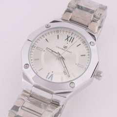 Silver Chain Mans Watch With White Dial