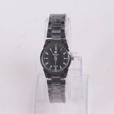 Womans Black Chain Watch with Black Dial