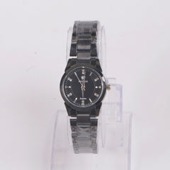 Womans Black Chain Watch with Black Dial