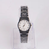 Womans Black Chain Watch with White Dial