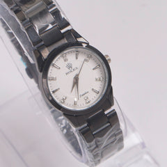 Womans Black Chain Watch with White Dial