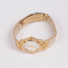 Womans Golden Chain Watch with Silver Dial