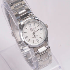Womans Silver Chain Watch with White Dial