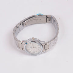 Womans Silver Chain Watch with White Dial