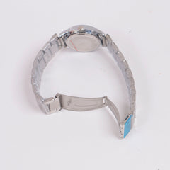 Womans Silver Chain Watch with White Dial
