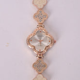 Two Tone Womans rosegold Chain Watch with white Dial