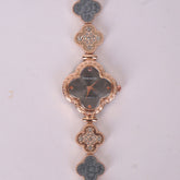 Two Tone Womans rosegold Chain Watch with Black Dial