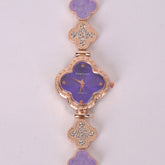 Two Tone Womans rosegold Chain Watch with Purple Dial