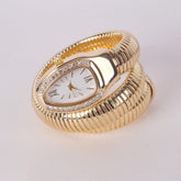 Womans Snake Watch Design Golden White