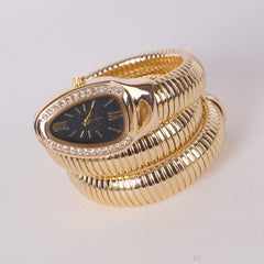 Womans Snake Watch Design Golden Black