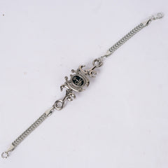 Elegant Silver-Tone Emblem Bracelet