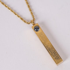 Golden Chain Locket Bar 6mm – Ayatul Kursi Pendant