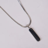 Silver-Tone Black Bar Pendant Necklace