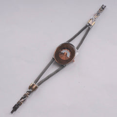Women's Stylish Chain Watch Silver Brown