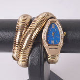 Womans Snake Watch Design Golden Blue